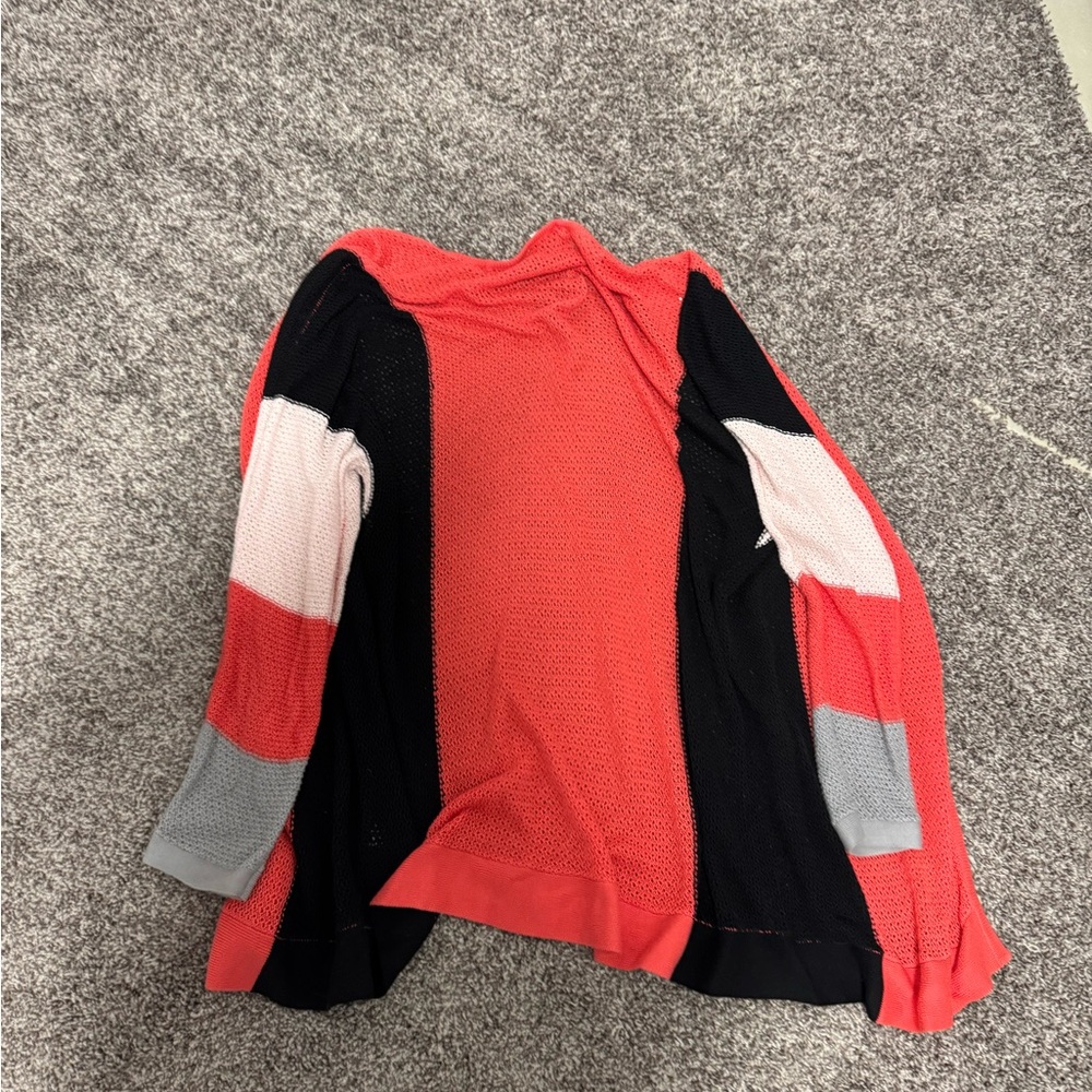 CJ Banks Red and Black Boxy Polo Sweatshirt